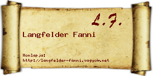 Langfelder Fanni névjegykártya